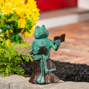 Reading Frog Statue, 10" H