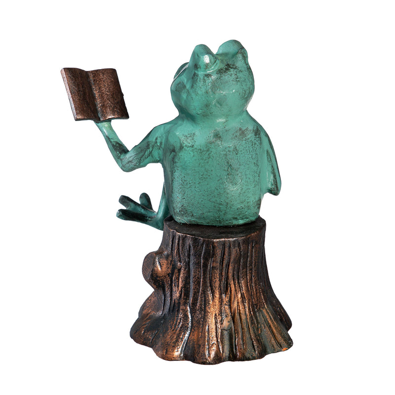 Reading Frog Statue, 10" H