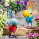 Palm Beach Garden Statue, Metal Bright & Colorful Cockatoo, 14"H