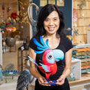 Palm Beach Garden Statue, Metal Bright & Colorful Cockatoo, 14"H