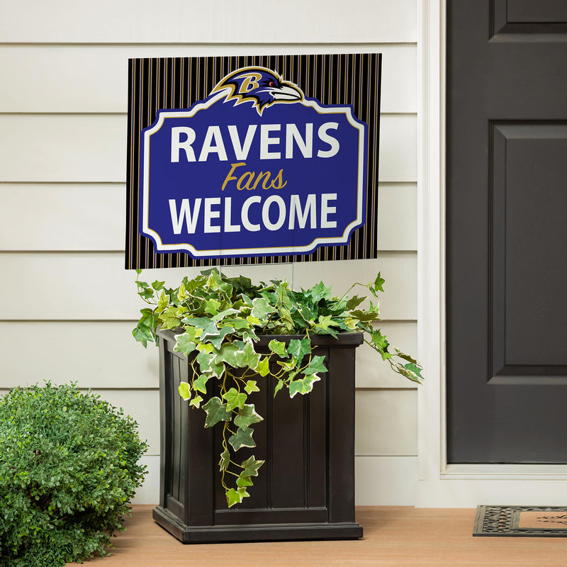 Baltimore Ravens Yard Sign, "Fans Welcome"