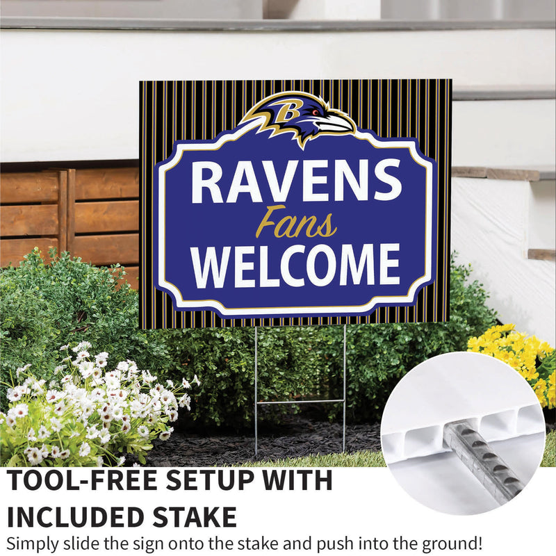 Baltimore Ravens Yard Sign, "Fans Welcome"