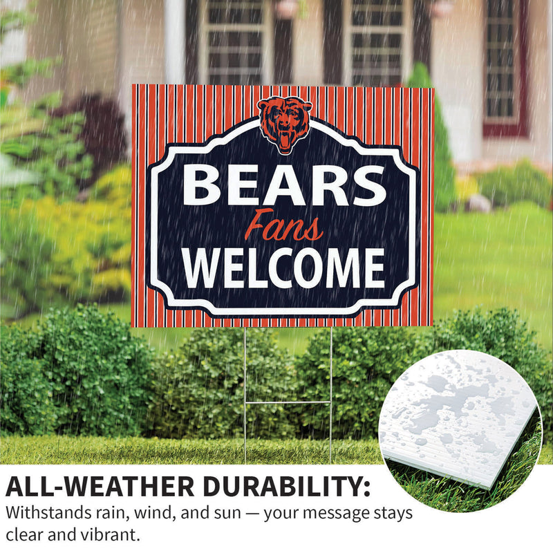 Chicago Bears Yard Sign, "Fans Welcome"