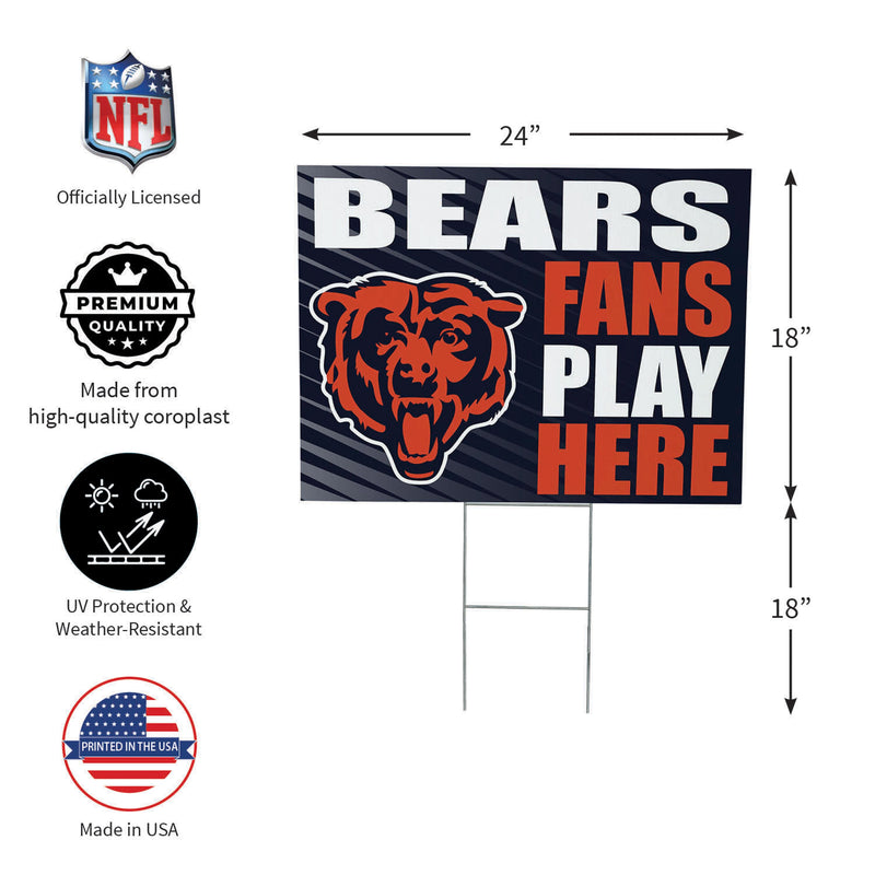 Chicago Bears Yard Sign "Fans Play Here"