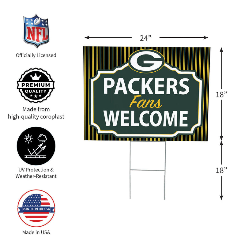 Green Bay Packers Yard Sign, "Fans Welcome"