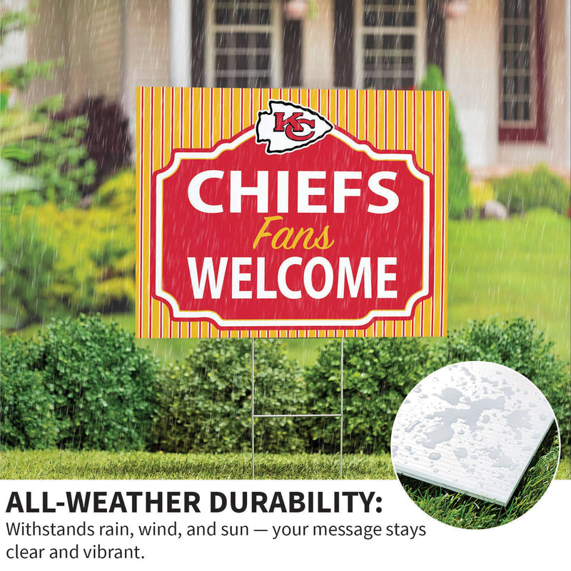Kansas City Chiefs Yard Sign, "Fans Welcome"