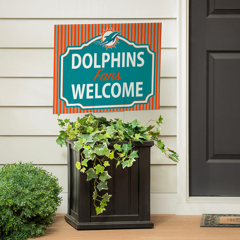 Miami Dolphins Yard Sign, "Fans Welcome"