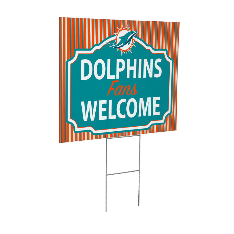 Miami Dolphins Yard Sign, "Fans Welcome"