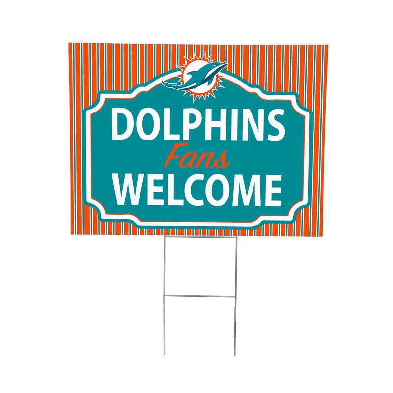 Miami Dolphins Yard Sign, "Fans Welcome"