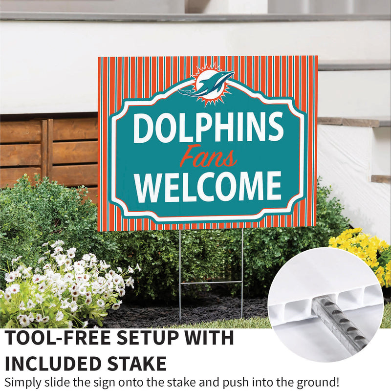 Miami Dolphins Yard Sign, "Fans Welcome"