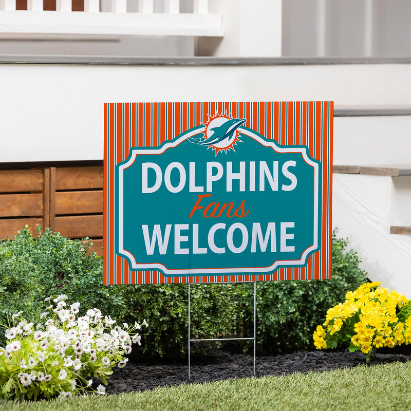 Miami Dolphins Yard Sign, "Fans Welcome"