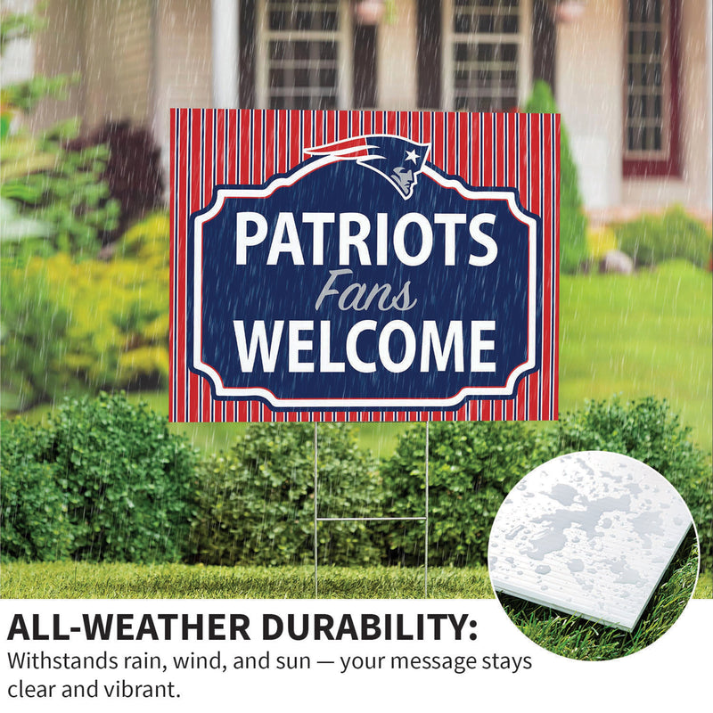 New England Patriots Yard Sign, "Fans Welcome"