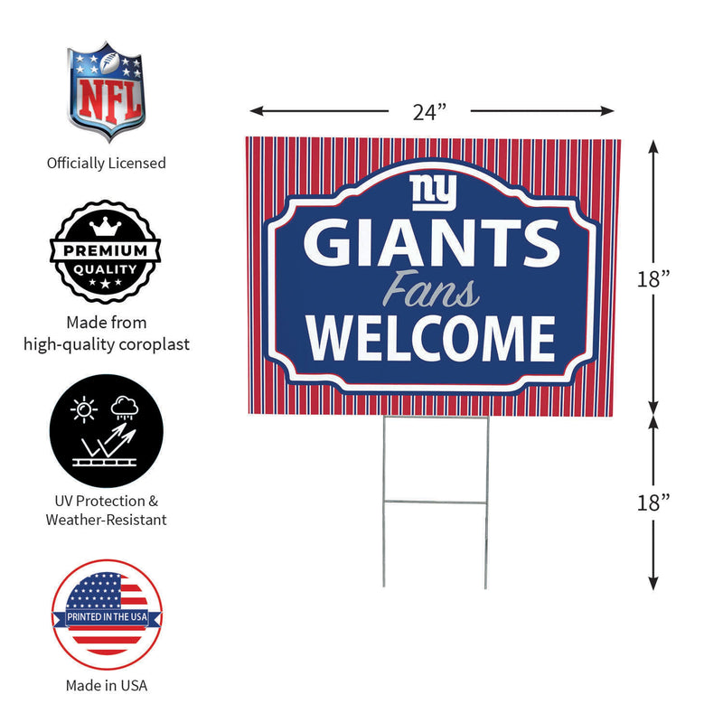 New York Giants Yard Sign, "Fans Welcome"