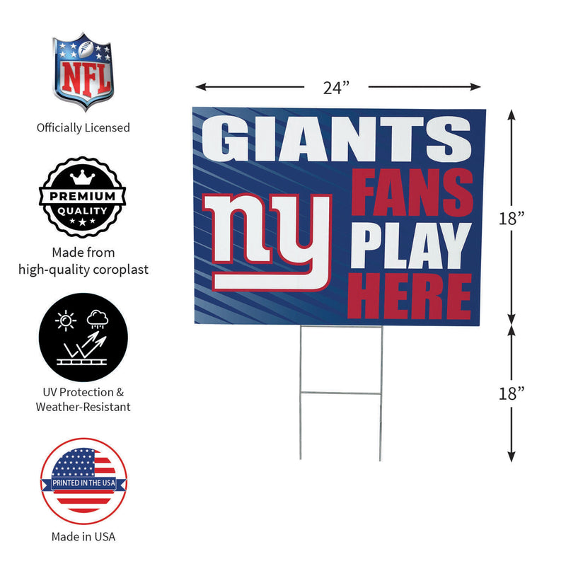 New York Giants Yard Sign "Fans Play Here"