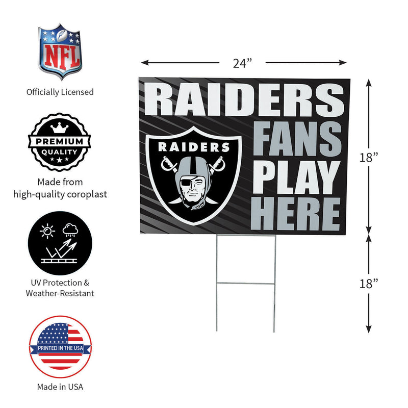 Las Vegas Raiders Yard Sign "Fans Play Here"