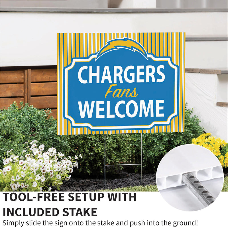 Los Angeles Chargers Yard Sign, "Fans Welcome"