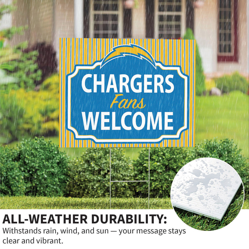 Los Angeles Chargers Yard Sign, "Fans Welcome"