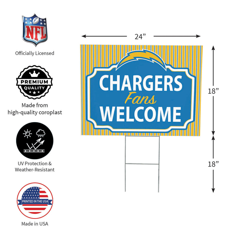Los Angeles Chargers Yard Sign, "Fans Welcome"