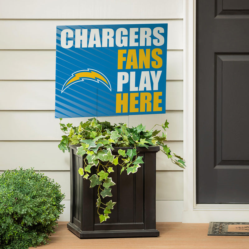Los Angeles Chargers Yard Sign "Fans Play Here"