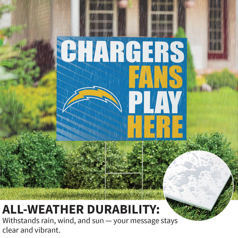 Los Angeles Chargers Yard Sign "Fans Play Here"
