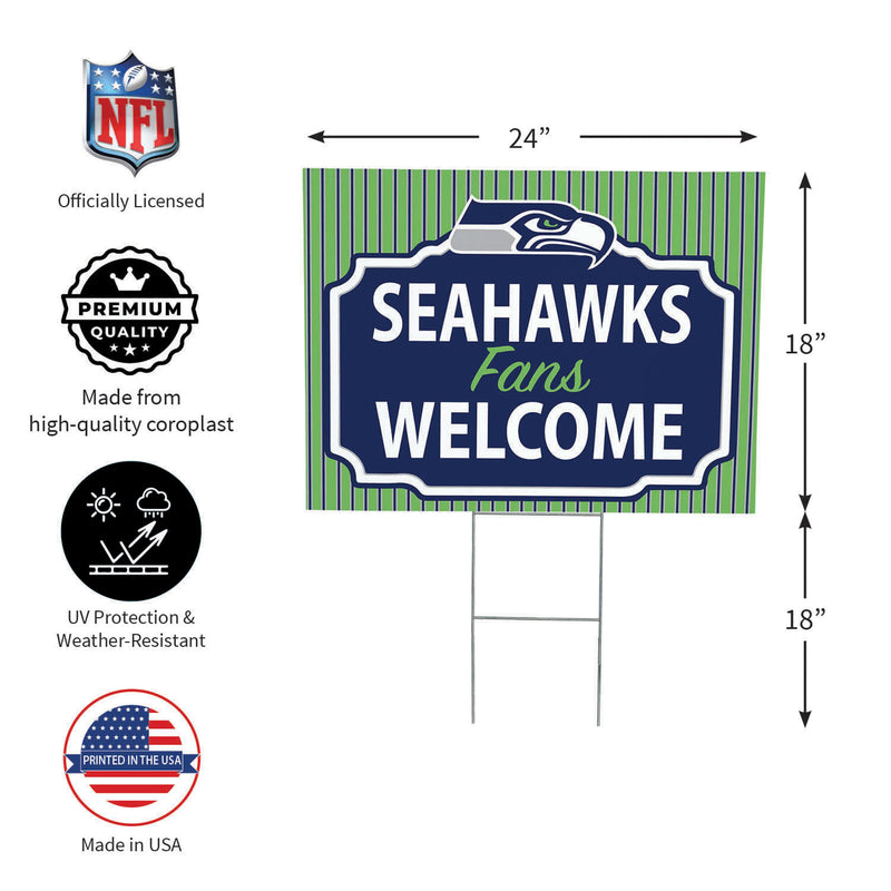 Seattle Seahawks Yard Sign, "Fans Welcome"