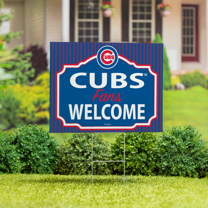 Chicago Cubs Yard Sign, "Fans Welcome"