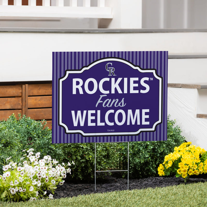 Colorado Rockies Yard Sign, "Fans Welcome"