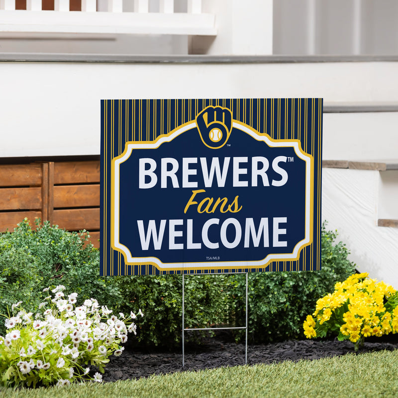 Milwaukee Brewers Yard Sign, "Fans Welcome"