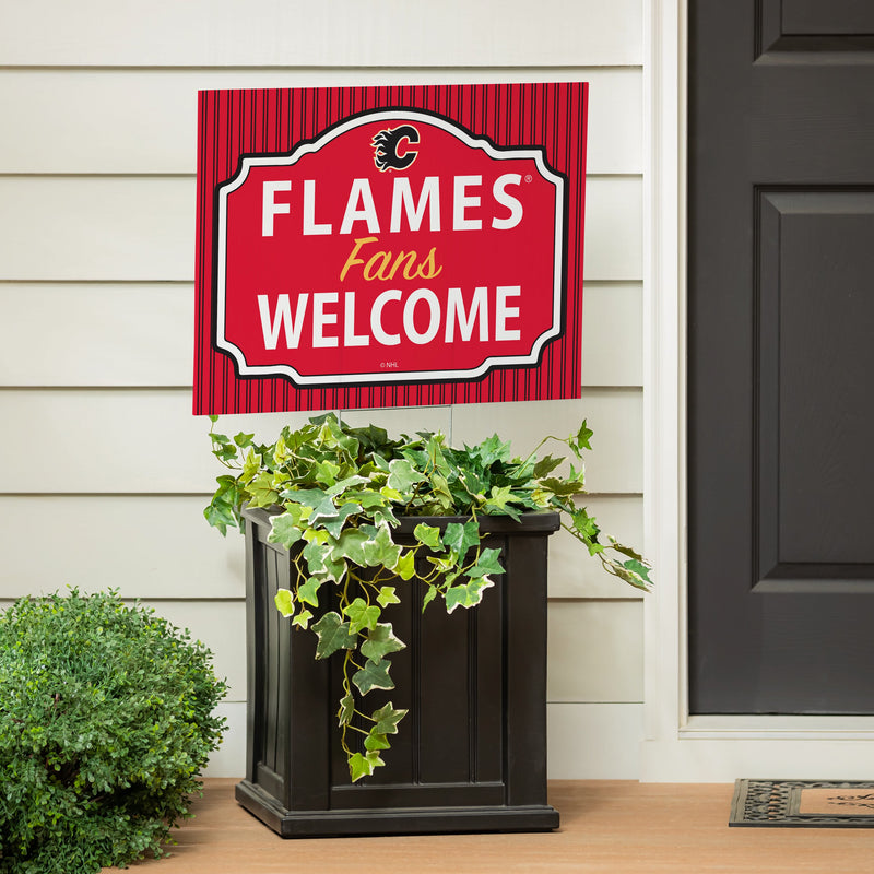 Calgary Flames Yard Sign, "Fans Welcome"