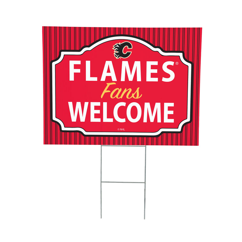 Calgary Flames Yard Sign, "Fans Welcome"