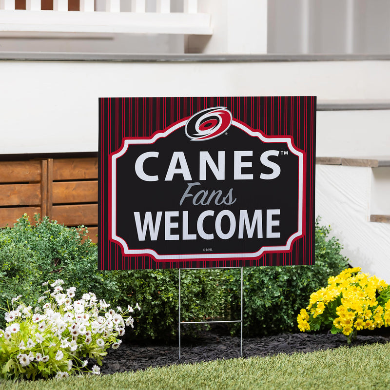 Carolina Hurricanes Yard Sign, "Fans Welcome"