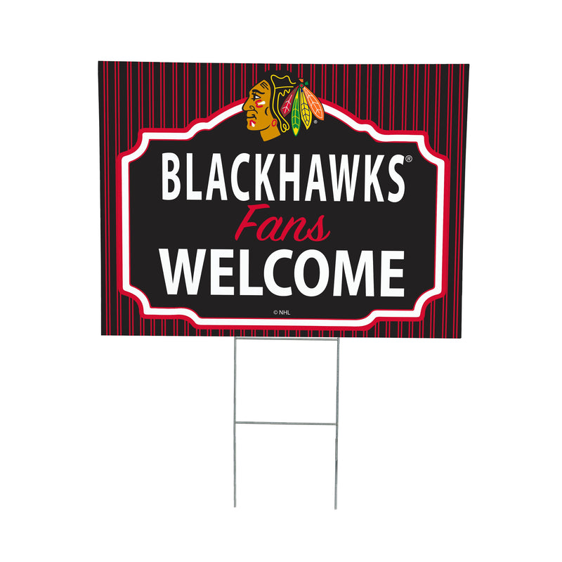 Chicago Blackhawks Yard Sign, "Fans Welcome"