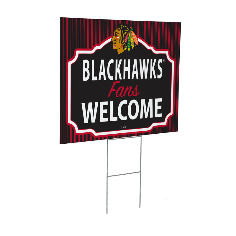 Chicago Blackhawks Yard Sign, "Fans Welcome"