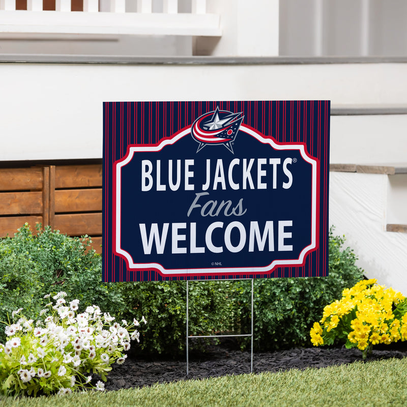 Columbus Blue Jackets Coroplast Yard Sign, "Fans Welcome"