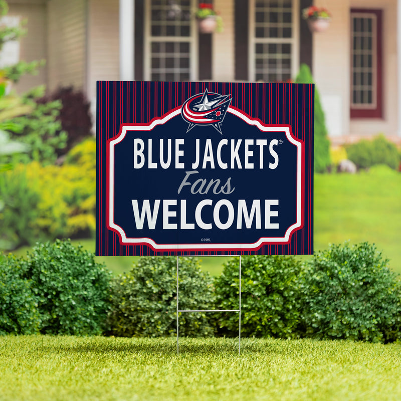 Columbus Blue Jackets Coroplast Yard Sign, "Fans Welcome"