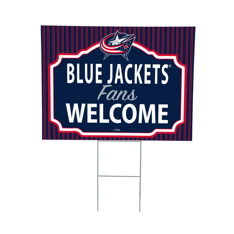Columbus Blue Jackets Coroplast Yard Sign, "Fans Welcome"
