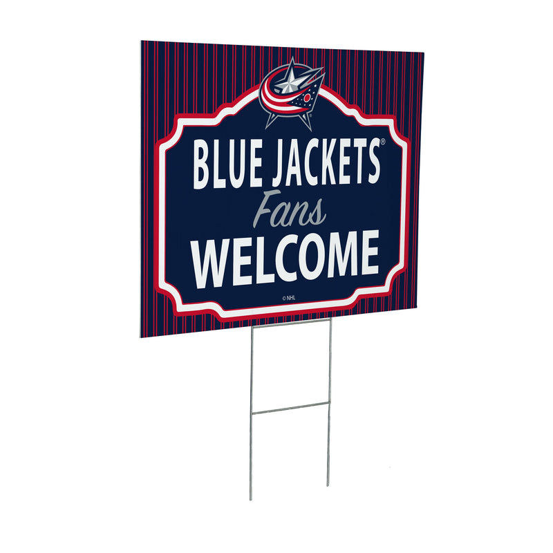 Columbus Blue Jackets Coroplast Yard Sign, "Fans Welcome"