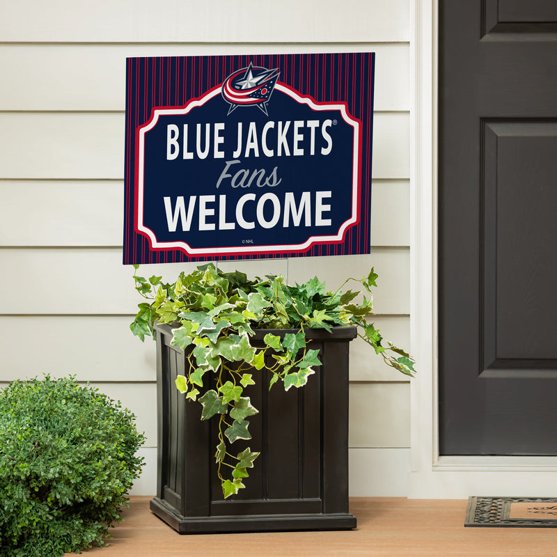 Columbus Blue Jackets Coroplast Yard Sign, "Fans Welcome"