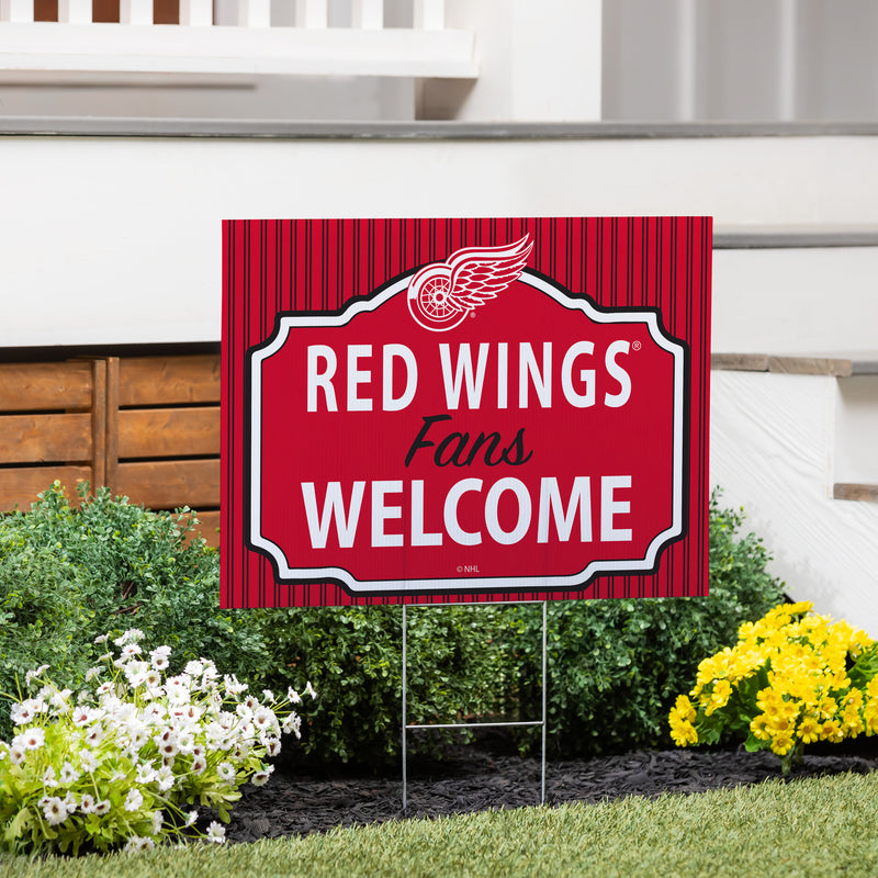 Detroit Red Wings Yard Sign, "Fans Welcome"
