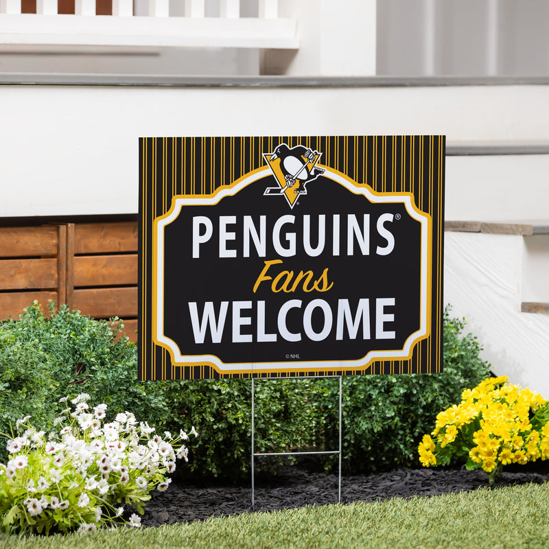 Pittsburgh Penguins Yard Sign, "Fans Welcome"