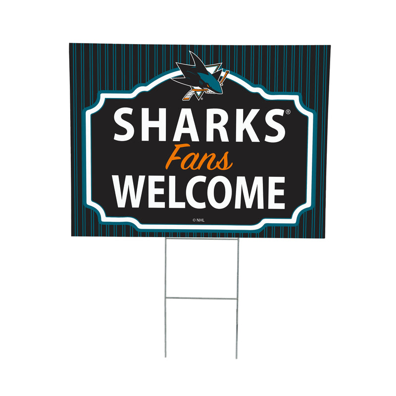 San Jose Sharks Yard Sign, "Fans Welcome"