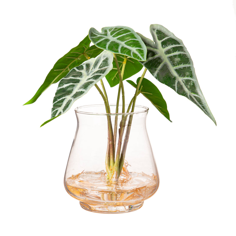 Green Leaves in Acrylic Water With Glass Vase,4fl233