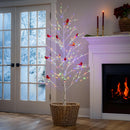 Holiday Poinsettia Tree Cardinal Birch with Cardinals Indoor/Outdoor LED Tree, 72"H