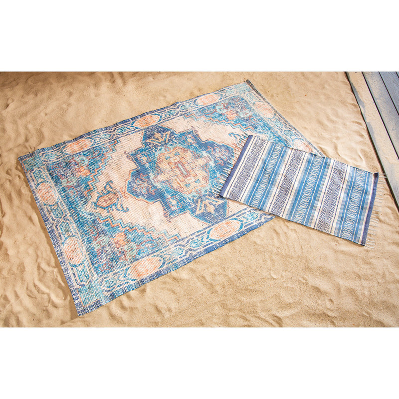 Evergreen Rugs,Blue with Coral Digitally-Printed Indoor/Outdoor Rug, 4'x6',48x0.1x72 Inches