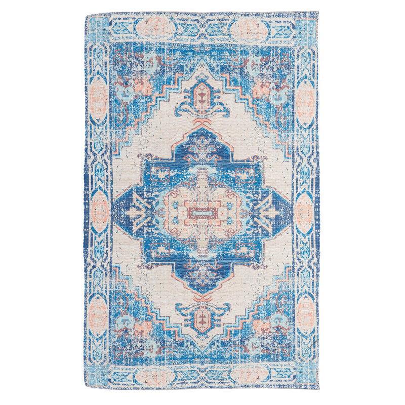 Evergreen Rugs,Blue with Coral Digitally-Printed Indoor/Outdoor Rug, 4'x6',48x0.1x72 Inches