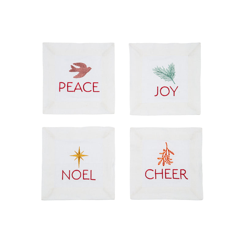 6" Cotton Holiday Icon Cocktail Napkin Set,4nc876