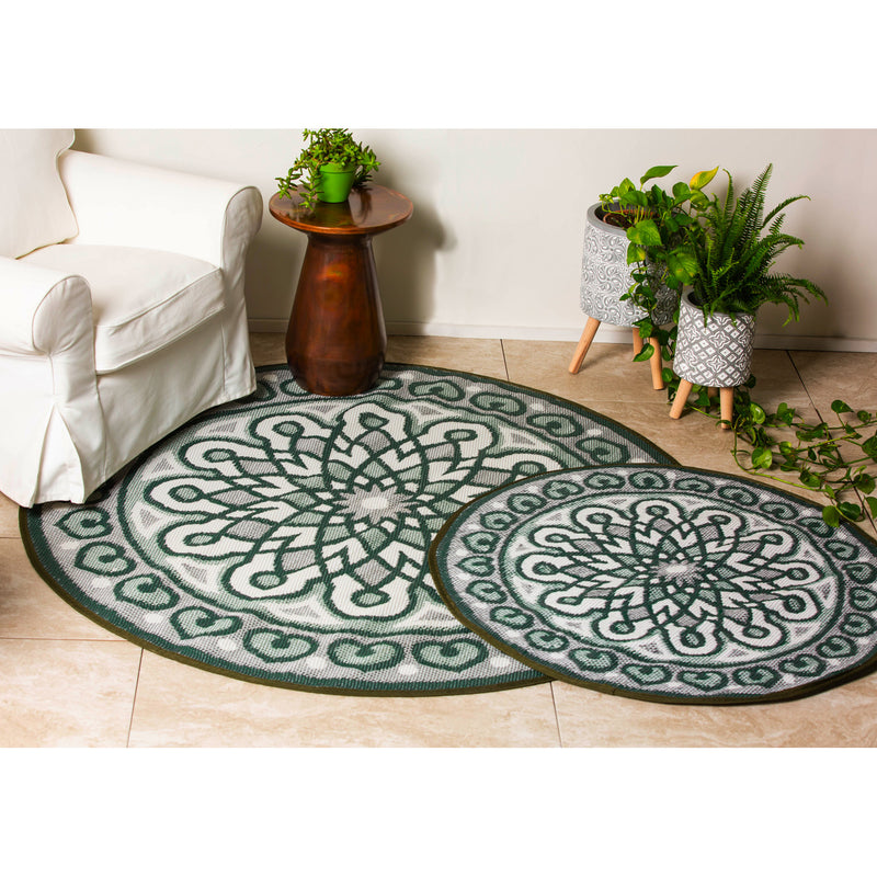 Evergreen Rugs,4' Indoor/Outdoor Round Rug Terracotta,48x48x0.02 Inches