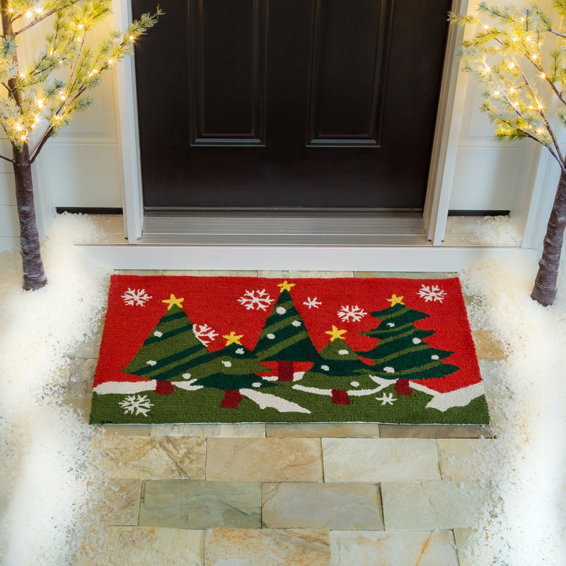 Christmas Trees Indoor/Outdoor  Hooked  Rug 24"x42"