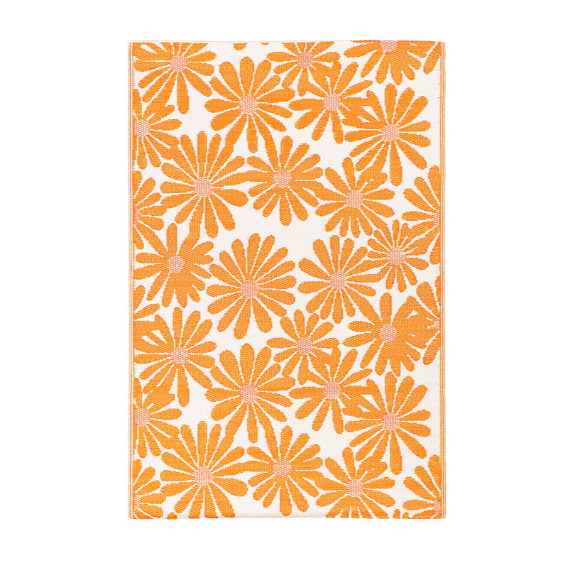 Evergreen Rugs,Reversible Weather-Resistant Rug Orange Floral 3'x5',36x60x0.02 Inches