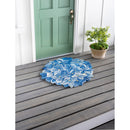 Shaped Hooked Indoor/Outdoor Rug, Blue Hydrangea,4or199